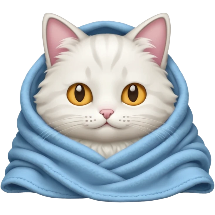 cat White cozy in blanket emoji