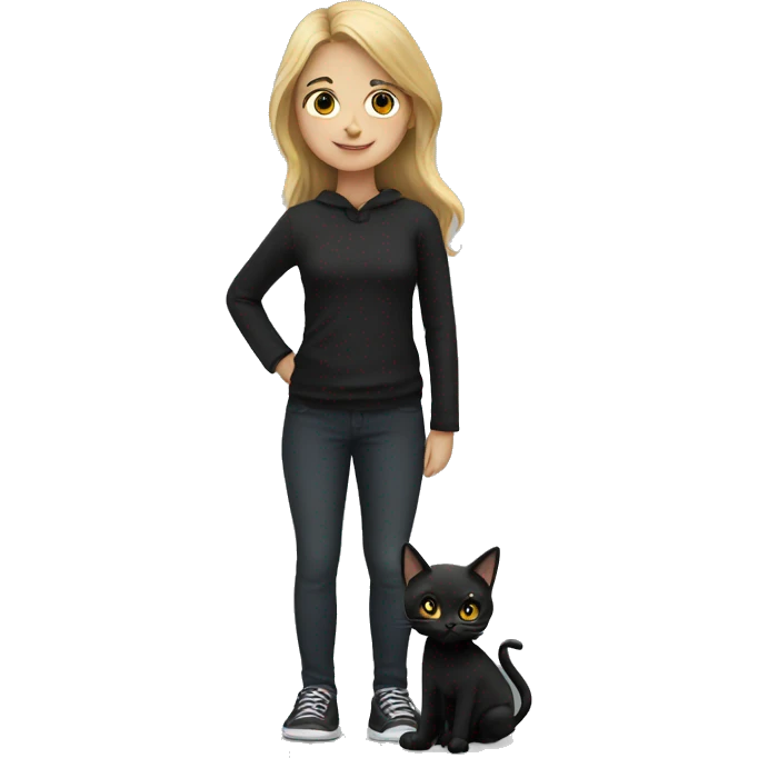 Short person with a black cat emoji