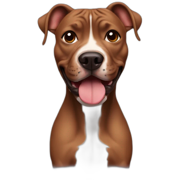 Brown pitbull with a black nose smiling emoji