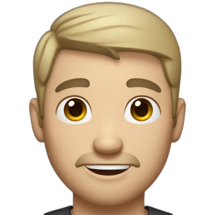 white man with short dark hair, tatoo on the arms emoji