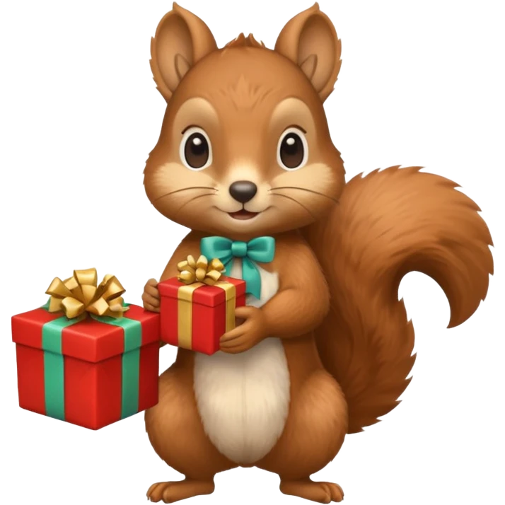 squirrel holding a gift in one hand emoji
