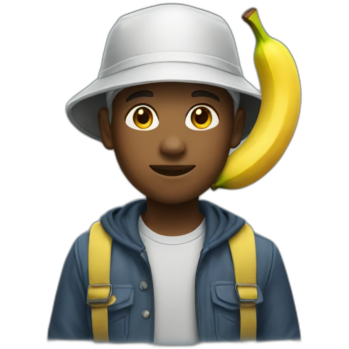 A Boy with An Banana bucket hat emoji