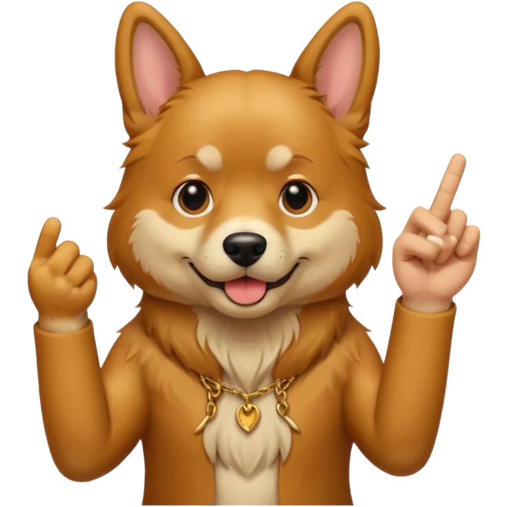 Dog putting up middle finger emoji