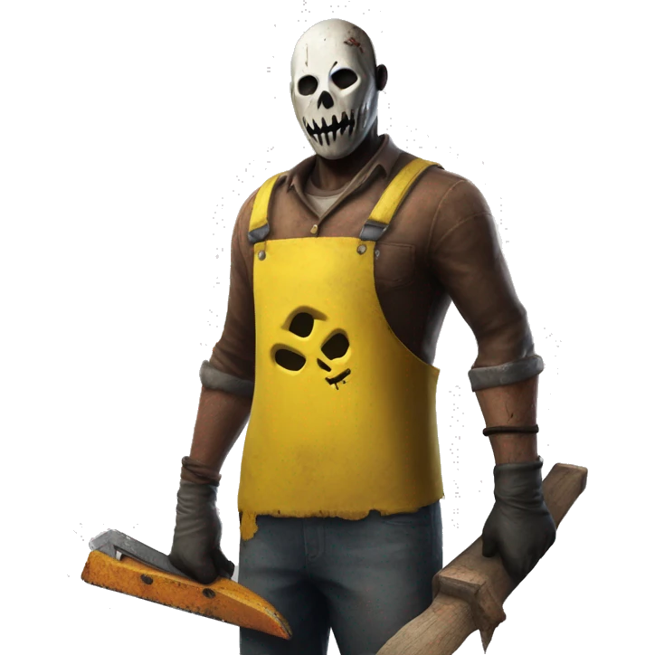 Dead by daylight cannibale beside a chest waiting with His chainsaw in His yellow Rubber apron emoji