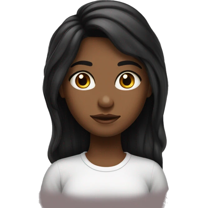 menina de olhos preto  cabelo muito longo cabelo preto e cabelo cacheado emoji