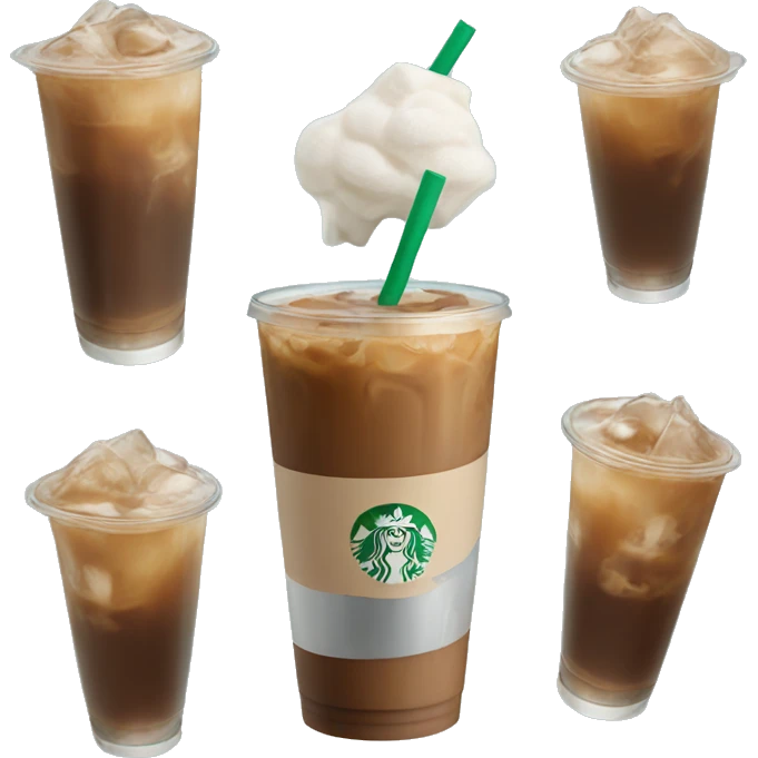 Starbuck ice coffee with ice cubes emoji