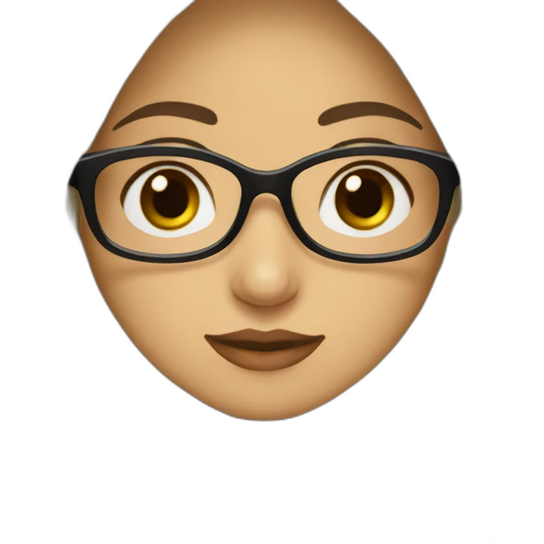 A hijabi girl with light skin and black eyes wearing black glasses in for of star emoji