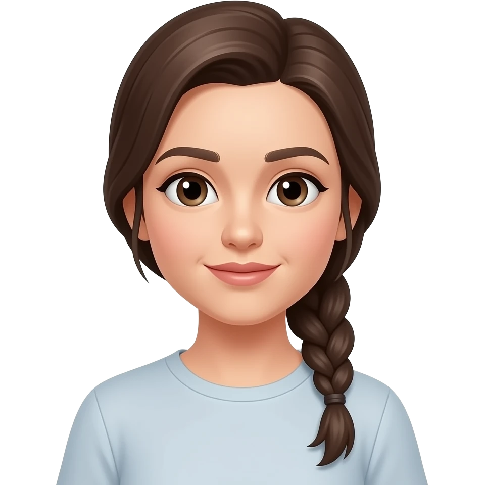 white woman with brunette singular braid emoji