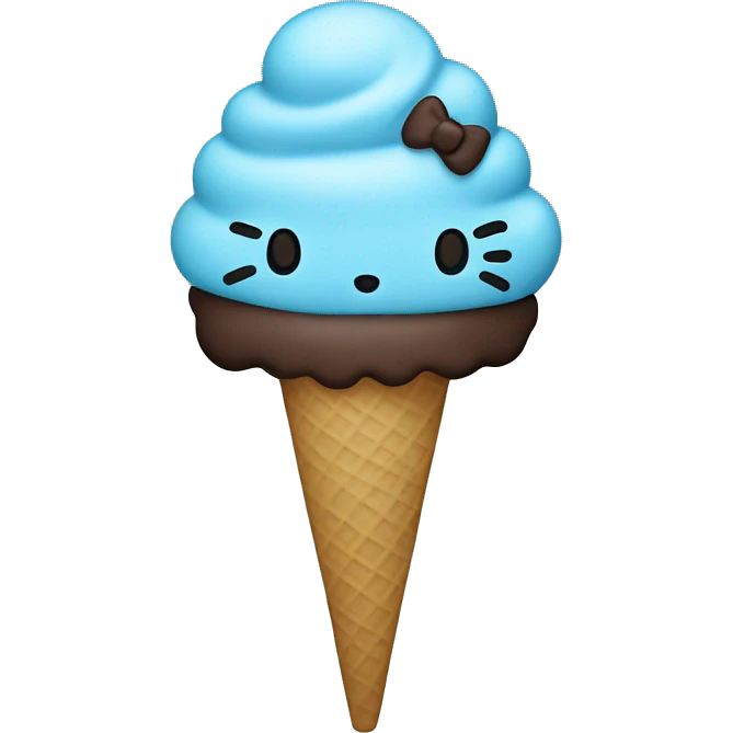 light blue ice cream with dark brown hello kitty  emoji