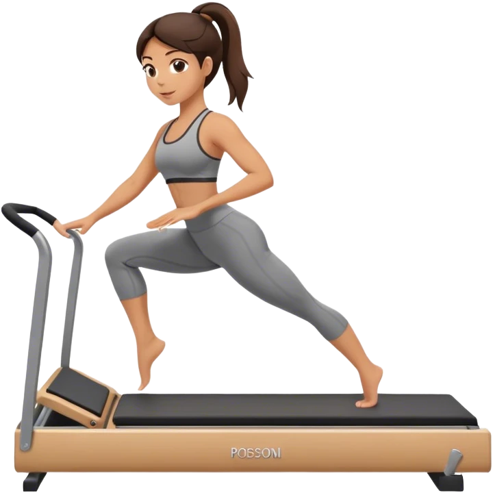 brunette in short, doing reformer pilates emoji