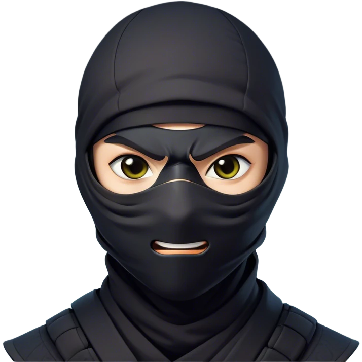 Clash of Clans aesthetic Comical Ninja Portrait Emoji, Head tilted dramatically with an exaggerated, fun expression and wide, comically expressive eyes peeking from a partially lifted mask, featuring a lean, agile form with playful stealth and natural skin tone, Simplified yet humorously expressive features, highly detailed, glowing with a slightly sassy shadowy glow, high shine, dramatic yet playful, stylized with an air of cheeky ninja mischief, soft glowing outline, capturing the essence of a meme-worthy ninja who blends humor with stealth into viral fame! emoji