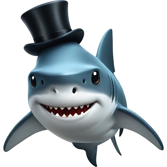 Shark with a top hat emoji