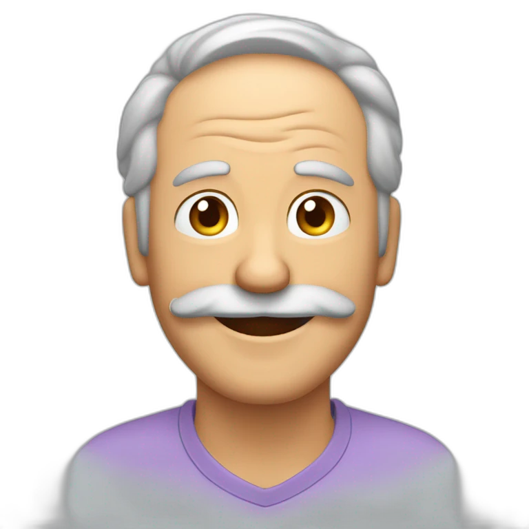 Hombre de 50 años de edad con cabello pelo largo y bigote sonriendo emoji