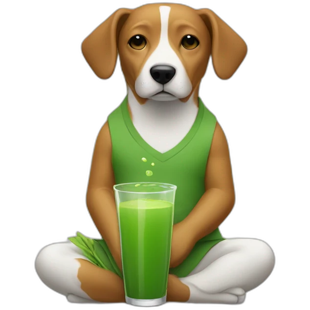 meditating dog drinkin green juice emoji