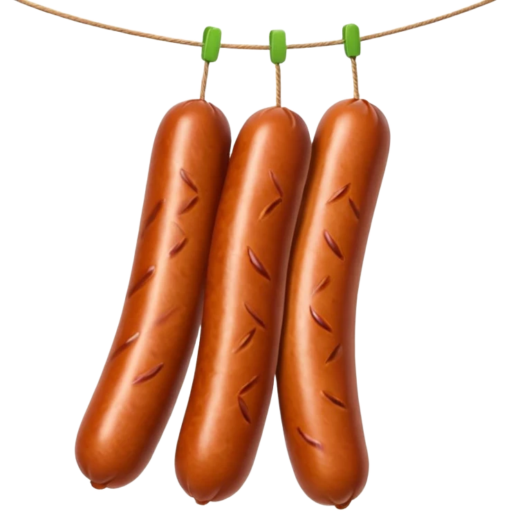 Three sausages on a string.
Apple emoji style emoji