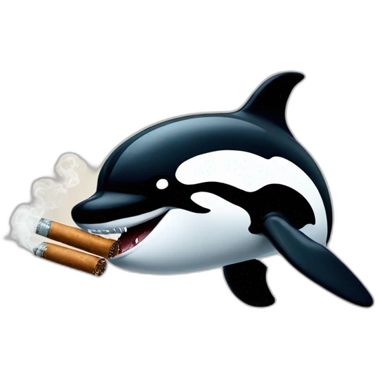 orca face smoking a cigarre in his mouth emoji