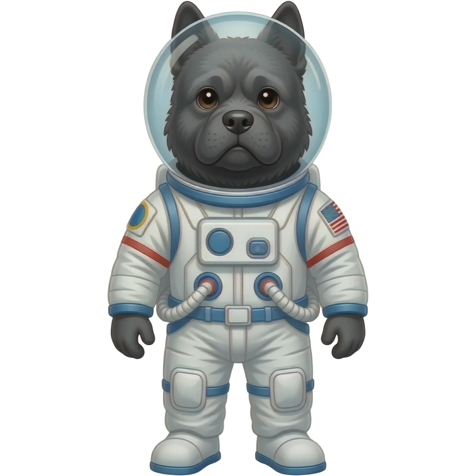 Grey bouvier in astronaut suit emoji