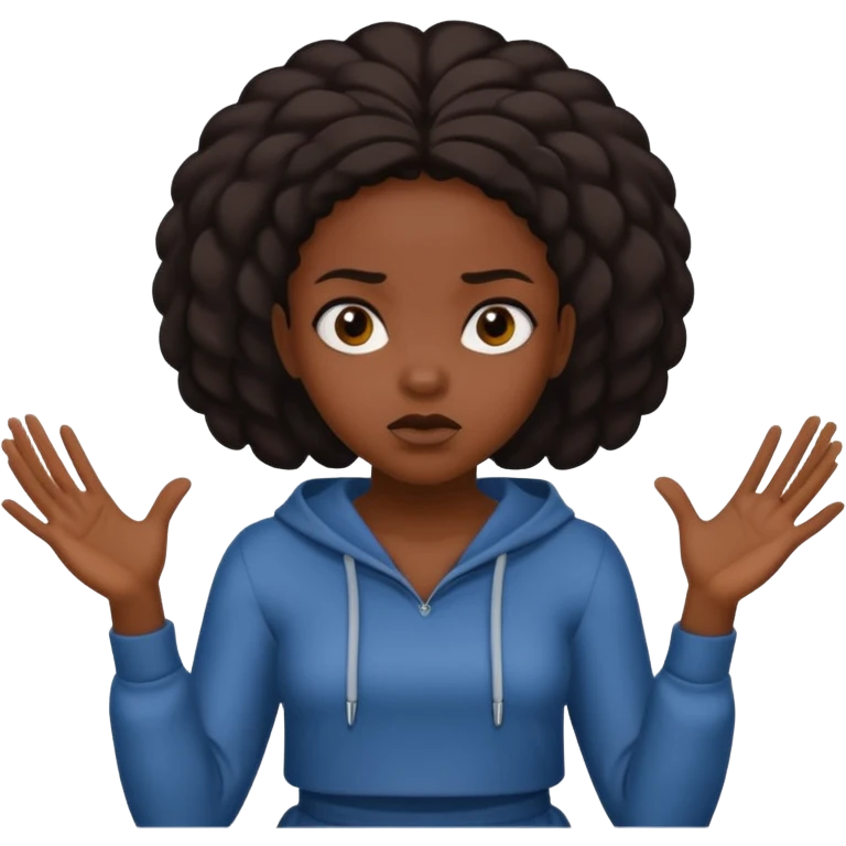 Black girl holding out and waiting for something with a mad look on her face emoji
