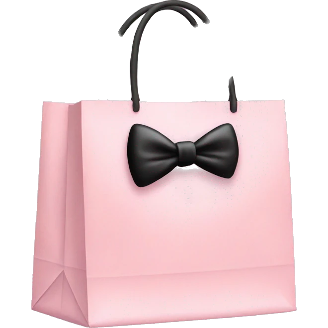 realistic light pink shopping bag with black bow emoji