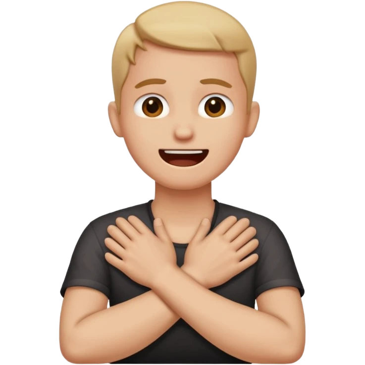 having a hard person like a head and neck of a person and their hands like crossed idk their neck like their chocking themselves but in a joking way like frustration emoji