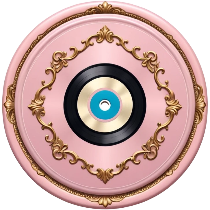 Vintage ornate rococo pale pink vinyl record emoji