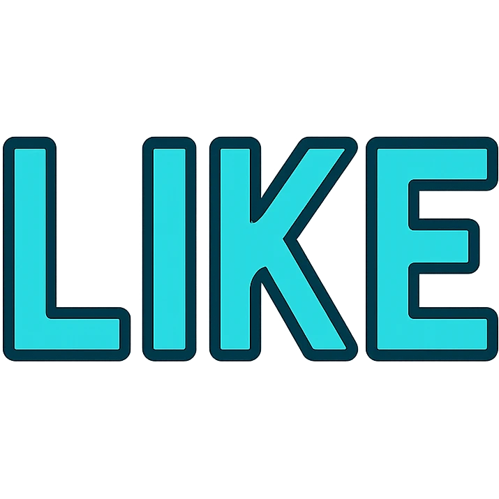 the word 'like' in turquoise, clean and modern style, white background emoji