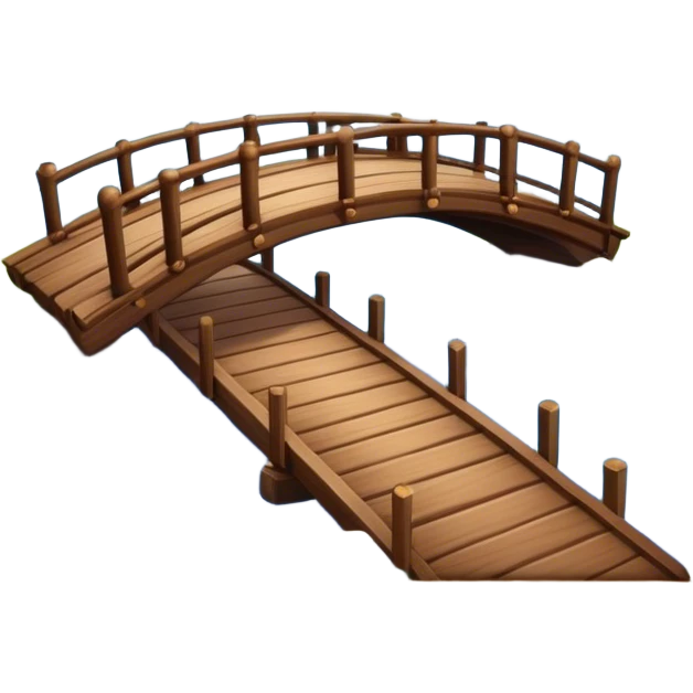 building a brown wood bridge, blue magic love people emoji