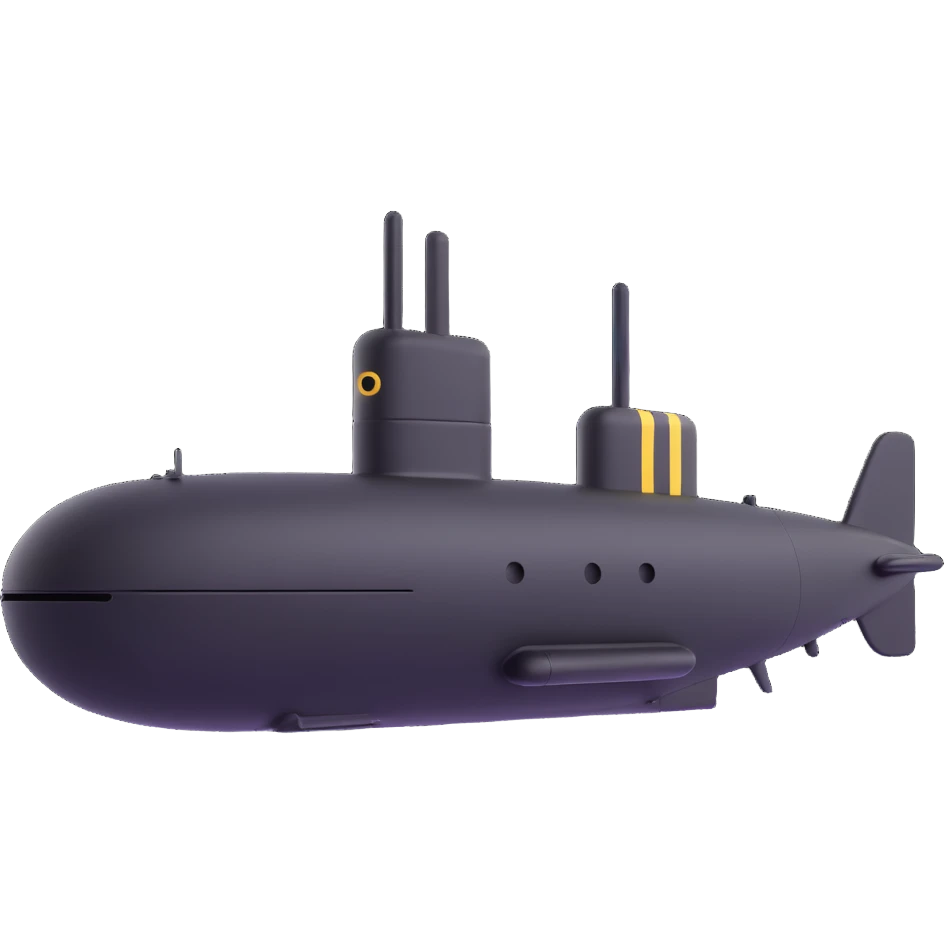A black submarine from World War 2 emoji