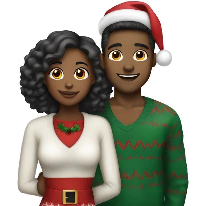 Christmas couple black girl Hispanic male emoji