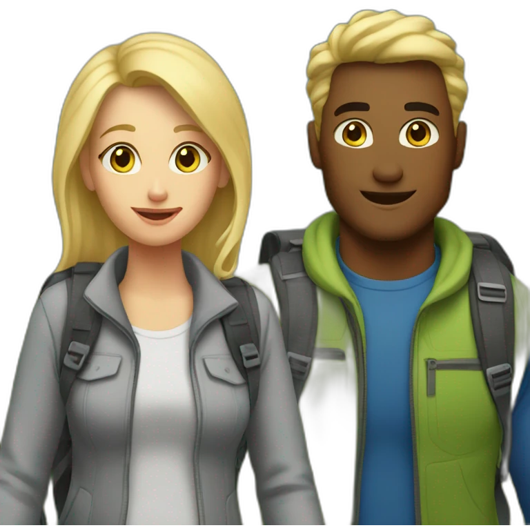 Mom and Dad Hiking blond Hair emoji
