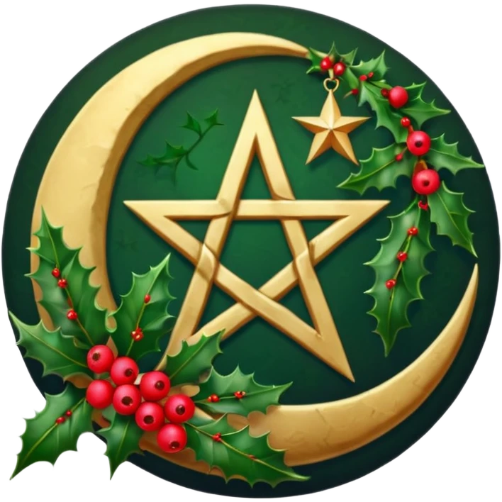 Dark moon with pentacle and holly  emoji