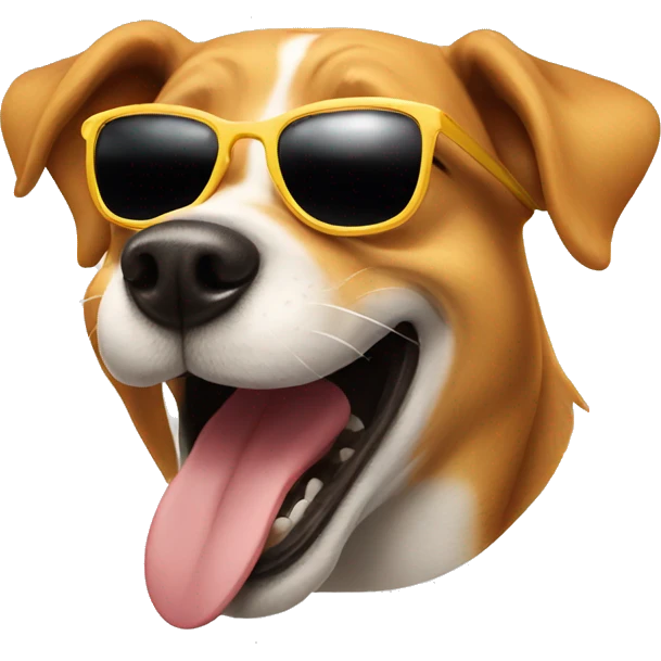 Dog laughing with sun glasses emoji