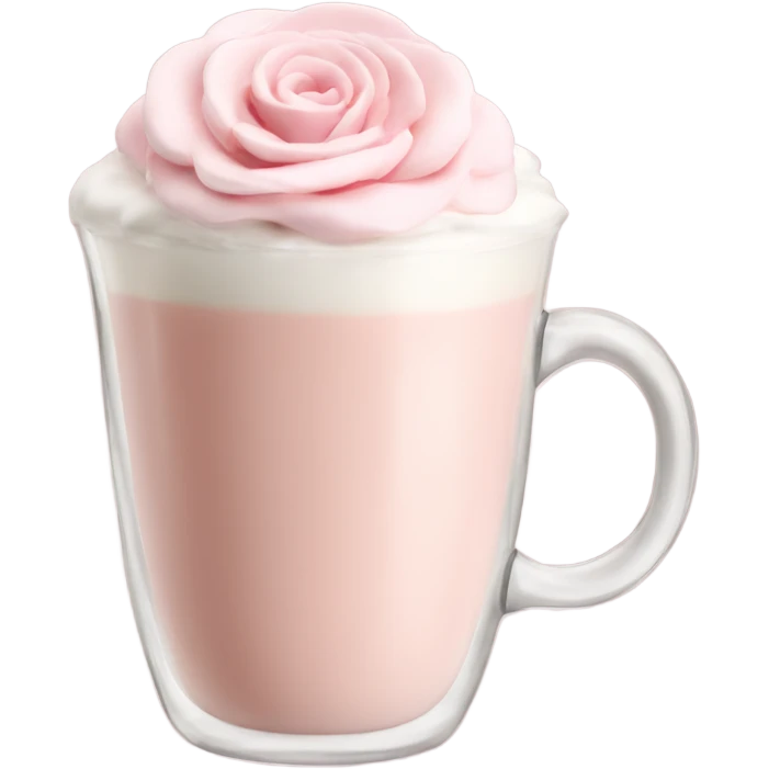 Light Pink latte classy in glass with flower emoji