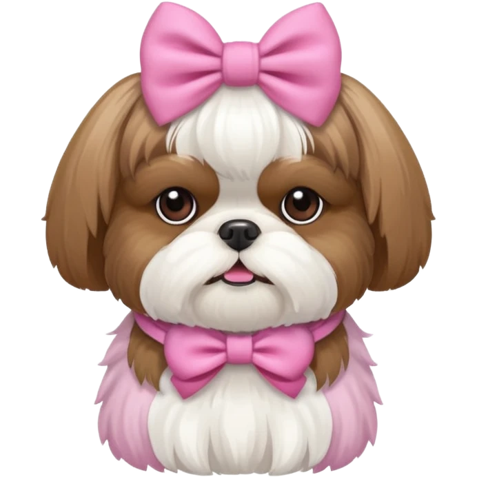 Can you create a white brown shih tzu with a pink bow saying jadita emoji