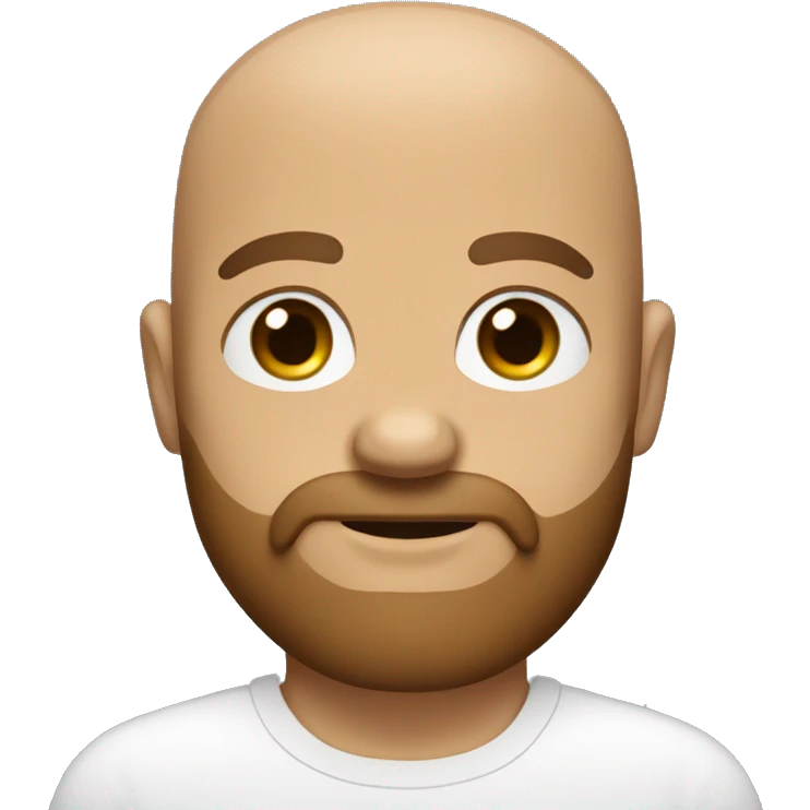 Bald headed tan skin man with blue eyes with thick brown beard and tapped teeth  emoji