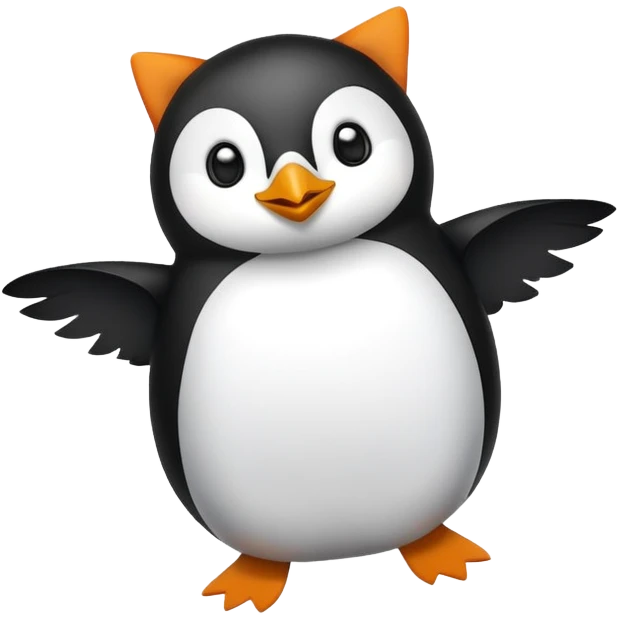 Penguin flying with cats emoji
