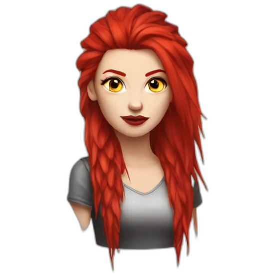 A Woman With Long Spiky Red Hair And Red Make Up. Yellow Eyes. Punk. emoji