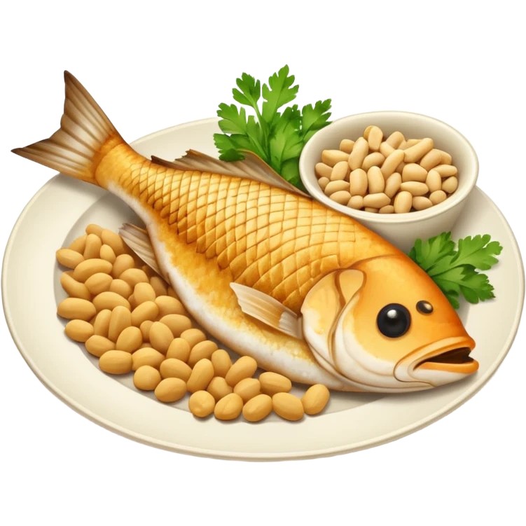 fish and peanut indonesian food emoji
