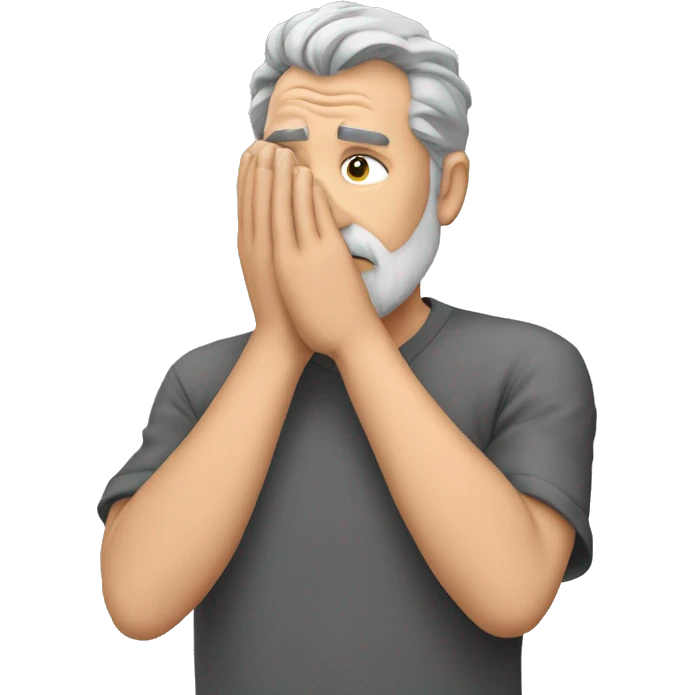Face palm middle aged man grey hair grey beard emoji
