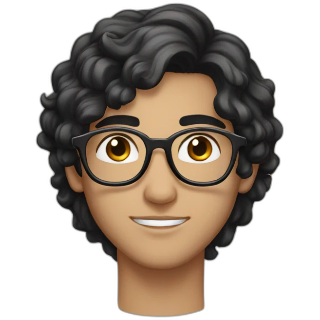 A beautiful Moroccan young man with black, wet hair and white skin, wearing round glasses emoji