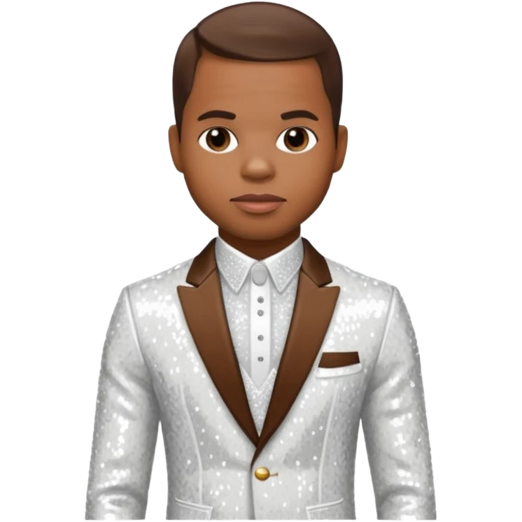 Kirk Franklin with dark brown hair, white sequin outfit  emoji