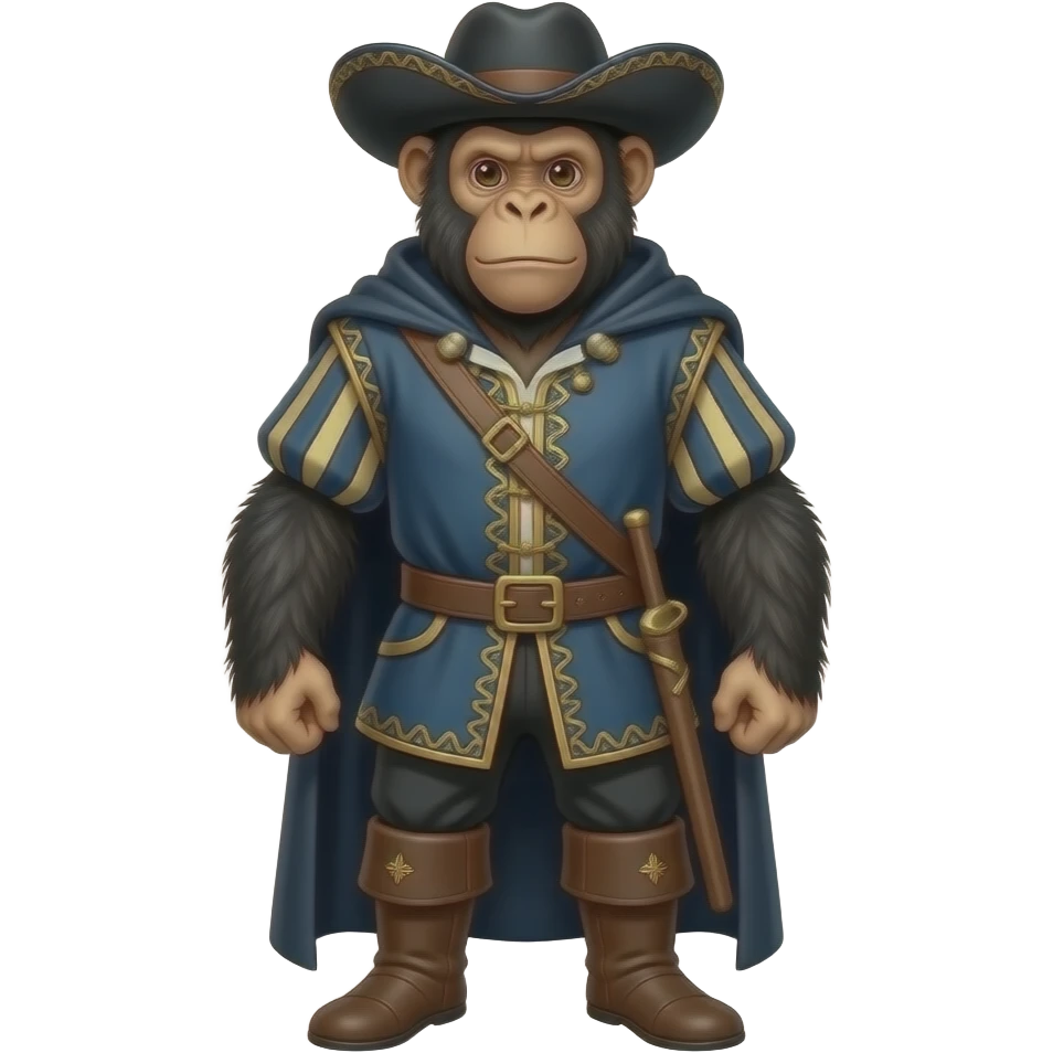 A chimpance dressed in medieval bandido outfit emoji