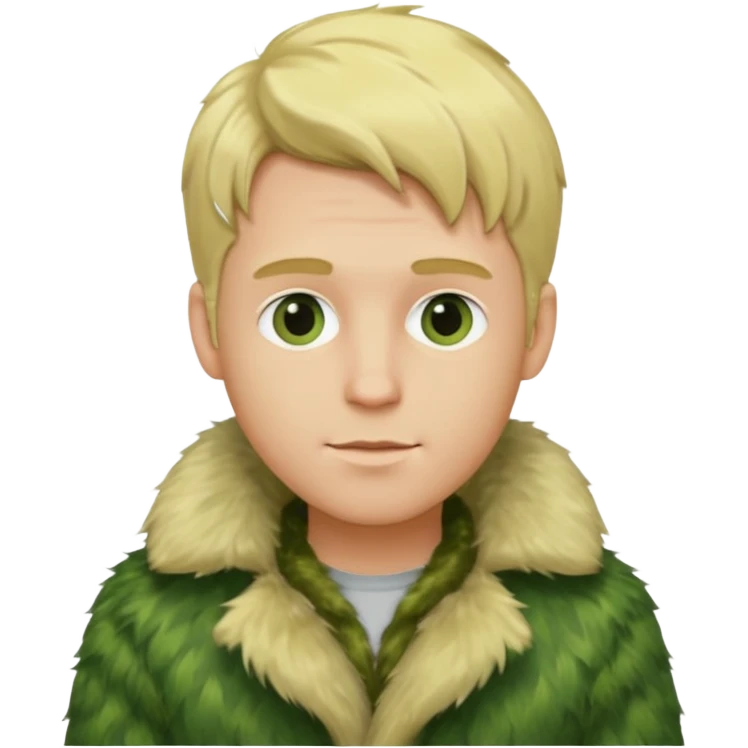  blonde male in green fur coat  emoji