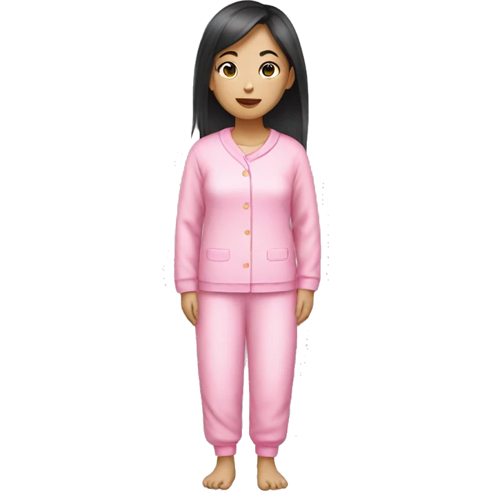 Asian girl wearing pink pajamas  emoji