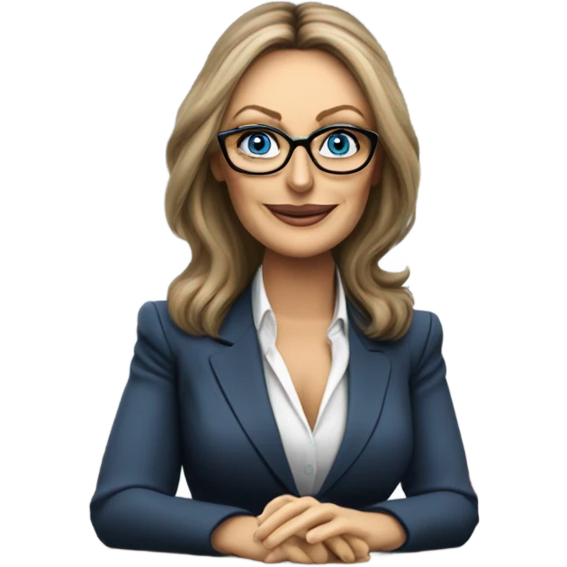 Carol Vordaman blue eyes wearing glasses in a business meeting  emoji