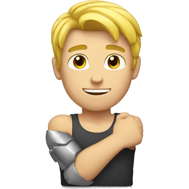 blond guy with arms showing how strong he is emoji