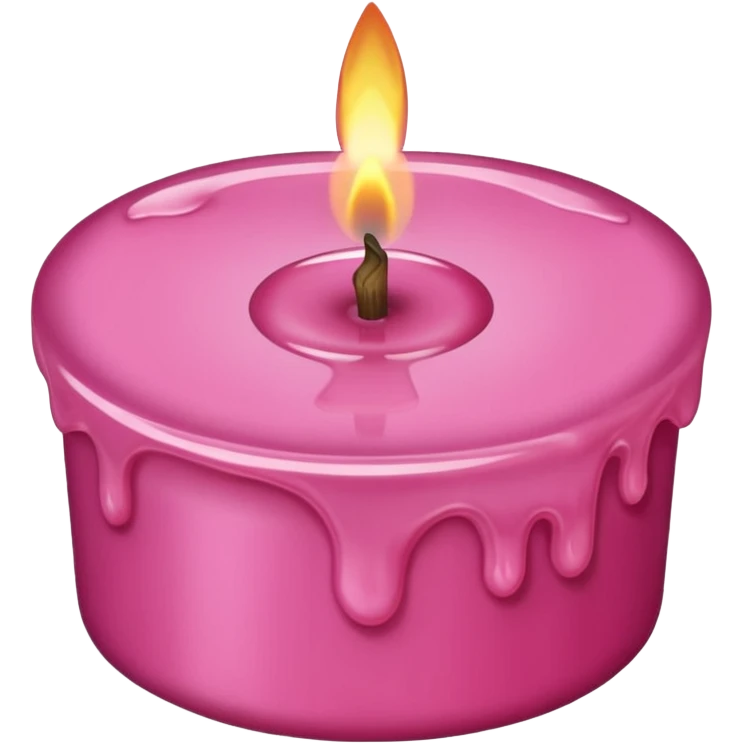 A pink candle with a flame on it, viewed from above. emoji