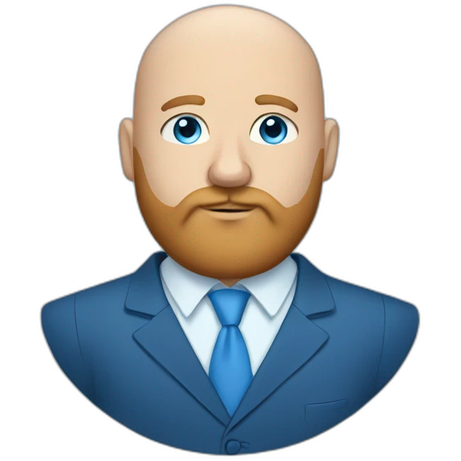 blue-eyed overweight bald man with a long beard in a blue suit emoji