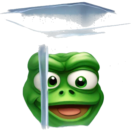 pepe the frog inside an icecube emoji