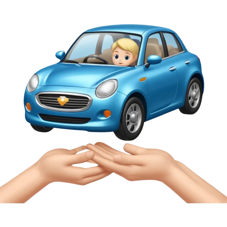 hands cradling a car, car insurance concept emoji
